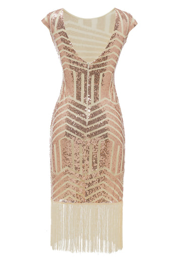 Blush Rundhalsausschnitt 1920er Flapper Kleid
