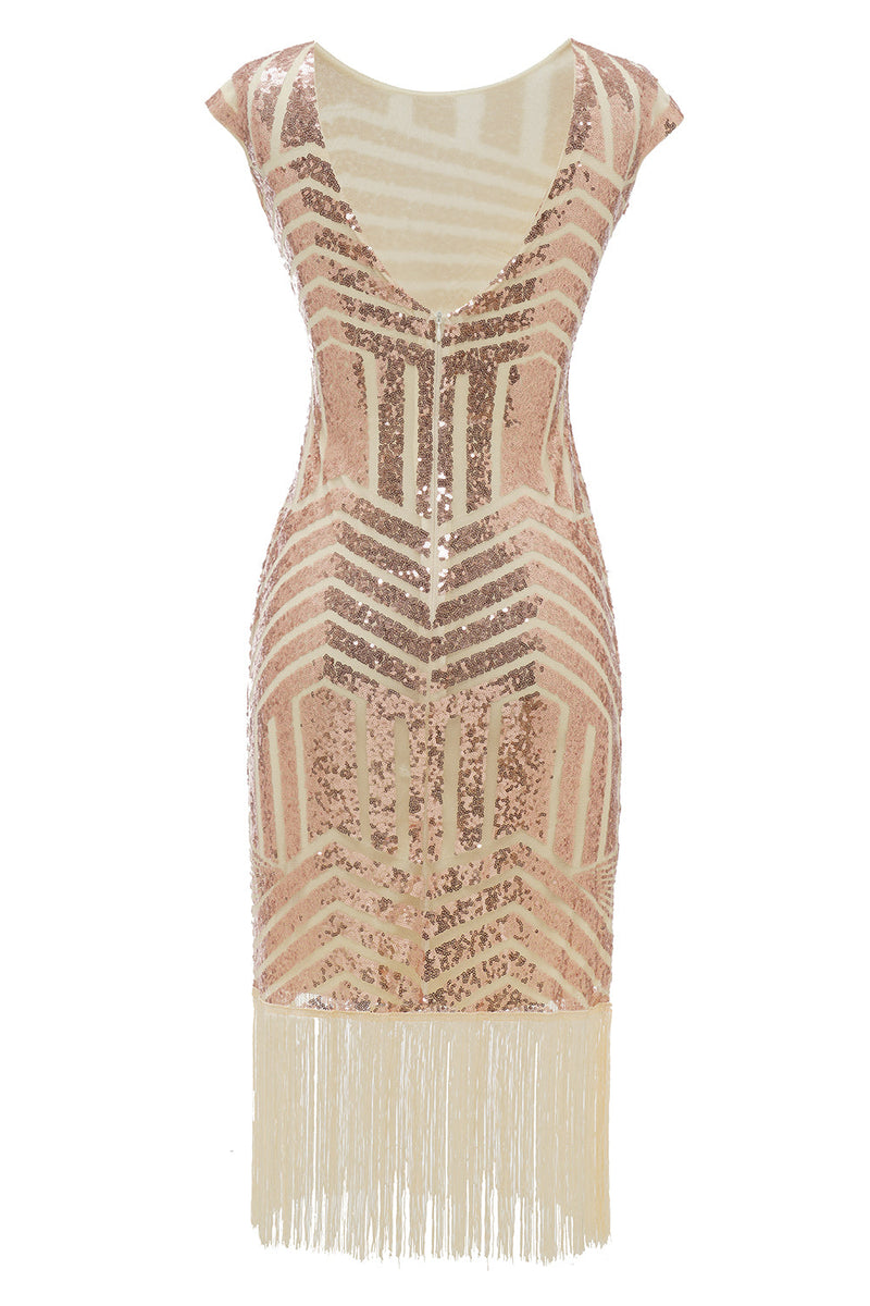 Laden Sie das Bild in den Galerie-Viewer, Blush Rundhalsausschnitt 1920er Flapper Kleid
