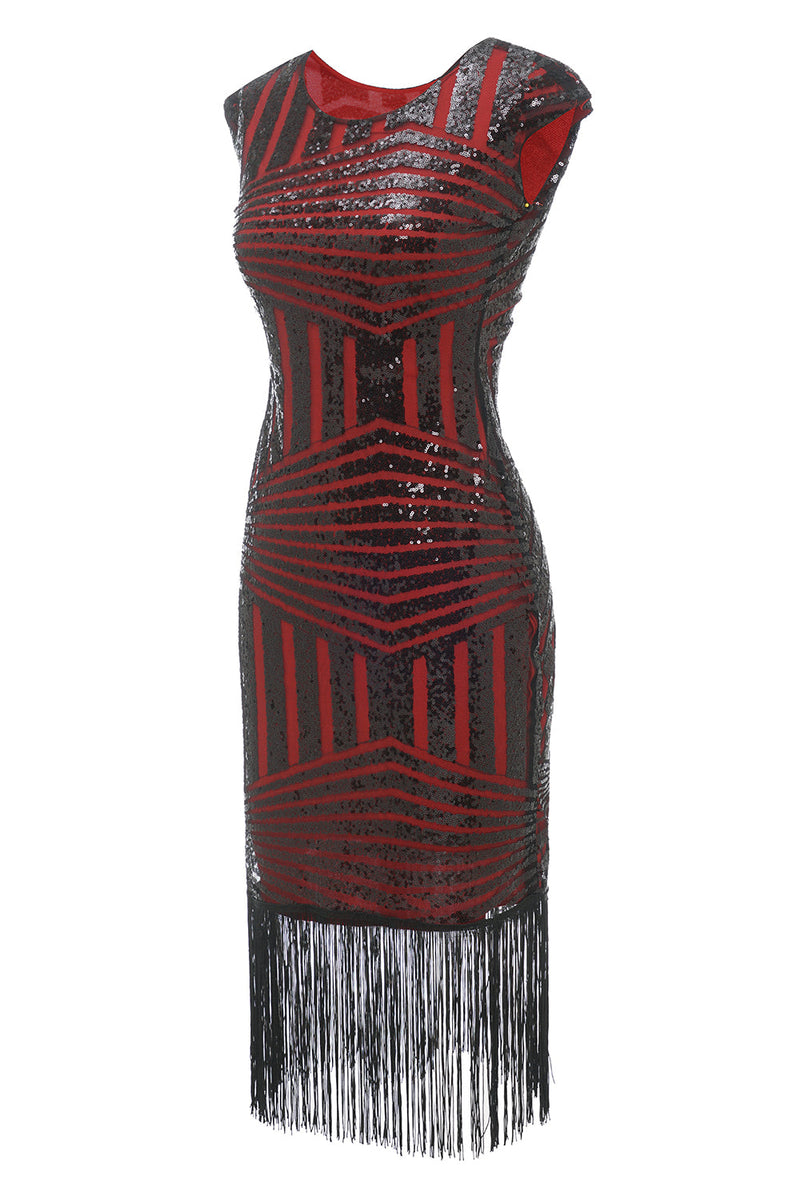 Laden Sie das Bild in den Galerie-Viewer, Rotes Rundhalskleid aus den 1920er Jahren