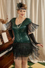 Laden Sie das Bild in den Galerie-Viewer, Dunkelgrünes Übergröße Gatsby Kleid aus den 1920er Jahren