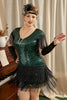 Laden Sie das Bild in den Galerie-Viewer, Dunkelgrünes Übergröße Gatsby Kleid aus den 1920er Jahren