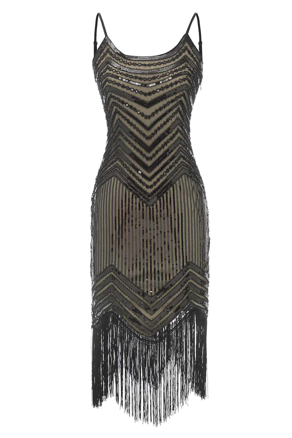 Spaghettiträger Schwarze Aprikose 1920er Jahre Kleid