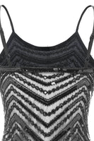 Laden Sie das Bild in den Galerie-Viewer, Bodycon Schwarz Silber Pailletten 1920er Jahre Kleid