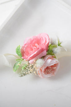 Blush Blume Handgelenk Korsage für Hochzeit