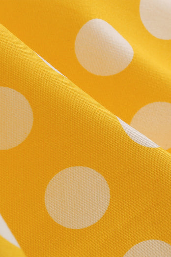 Gelbes Polka Dots Frühlingskleid der 1950er Jahre
