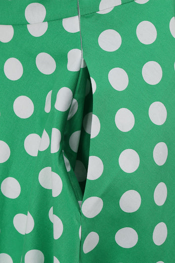 Grünes Neckholder Polka Dots Kleid aus den 1950er Jahren