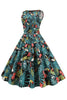 Laden Sie das Bild in den Galerie-Viewer, Grüne Blätter bedrucktes Vintage Kleid aus den 1950er Jahren