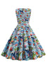 Laden Sie das Bild in den Galerie-Viewer, Hellblaues Blumenkleid aus den 1950er Jahren