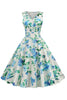 Laden Sie das Bild in den Galerie-Viewer, V Ausschnitt Hellblau 1950er Jahre Vintage Kleid