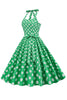 Laden Sie das Bild in den Galerie-Viewer, Grünes Polka Dots 1950er Jahre Pin Up Kleid
