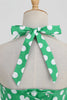 Laden Sie das Bild in den Galerie-Viewer, Grünes Polka Dots 1950er Jahre Pin Up Kleid