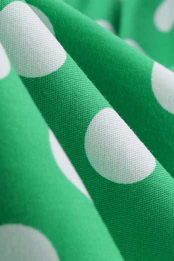 Grünes Polka Dots 1950er Jahre Pin Up Kleid