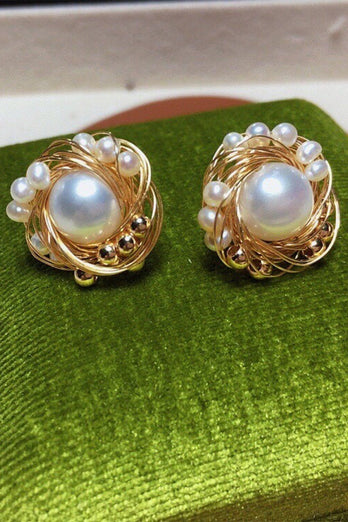 Natürliche Perlen Metall Ohrringe