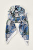 Laden Sie das Bild in den Galerie-Viewer, Blauer Blätter bedruckter quadratischer Schal
