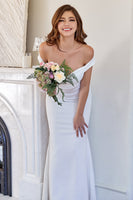 Laden Sie das Bild in den Galerie-Viewer, Weißes schulterfreies Meerjungfrauen Ballkleid