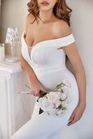 Laden Sie das Bild in den Galerie-Viewer, Weißes schulterfreies Meerjungfrauen Ballkleid