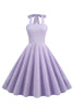 Laden Sie das Bild in den Galerie-Viewer, Lavendel Neckholder Plaid Vintage Kleid