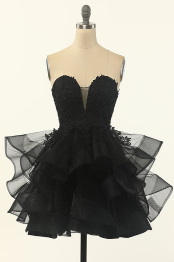 Trägerloses Tüll Little Black Kleid