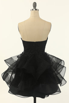 Trägerloses Tüll Little Black Kleid