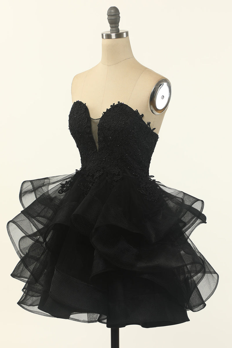 Laden Sie das Bild in den Galerie-Viewer, Trägerloses Tüll Little Black Kleid