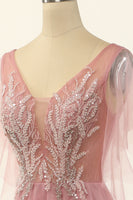 Laden Sie das Bild in den Galerie-Viewer, Blush Strasssteinen Tüll A-Linie Ballkleid