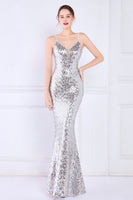 Laden Sie das Bild in den Galerie-Viewer, Dazzle Light Weiß Pailletten Mermaid Ballkleid