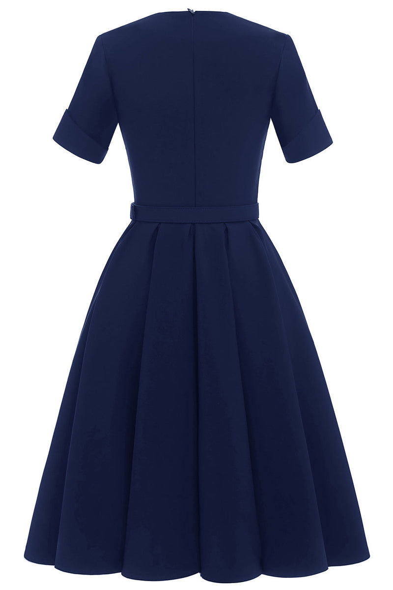 Laden Sie das Bild in den Galerie-Viewer, Burgunder 1950er Jahre Swing Kleid mit Gürtel