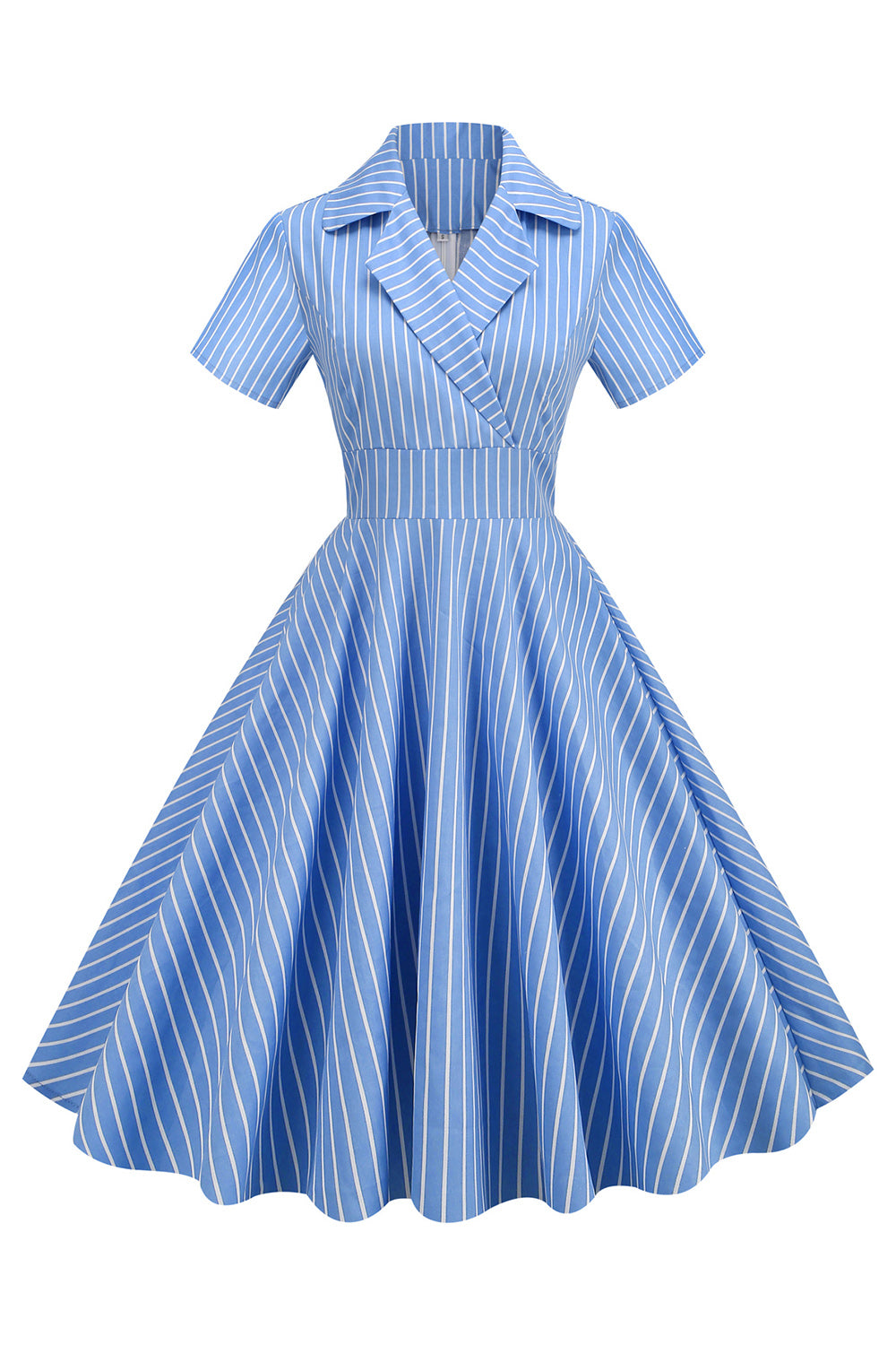 Streifen Vintage 1950er Jahre Kleid mit kurzen Ärmeln