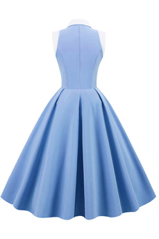 Blaues 1950er Jahre Vintage Swing Kleid
