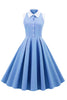 Laden Sie das Bild in den Galerie-Viewer, Blaues 1950er Jahre Vintage Swing Kleid