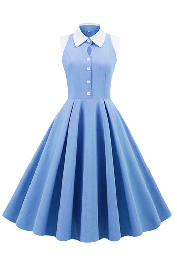 Blaues 1950er Jahre Vintage Swing Kleid