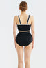 Laden Sie das Bild in den Galerie-Viewer, Schwarzer zweiteiliger Badeanzug mit eckigem Ausschnitt