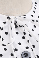 Laden Sie das Bild in den Galerie-Viewer, Schwarz-Weiß Polka Dots Vintage Kleid aus den 1950er Jahren