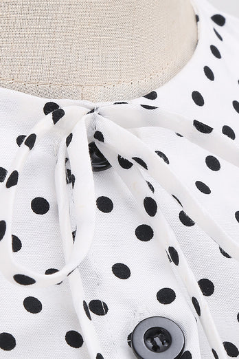 Schwarz-Weiß Polka Dots Vintage Kleid aus den 1950er Jahren