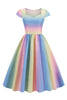 Laden Sie das Bild in den Galerie-Viewer, Mehrfarbig bedrucktes Vintage Kleid aus den 1950er Jahren