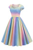 Laden Sie das Bild in den Galerie-Viewer, Mehrfarbig bedrucktes Vintage Kleid aus den 1950er Jahren