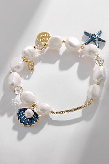 Blue Shell Seestern Perlen Armband