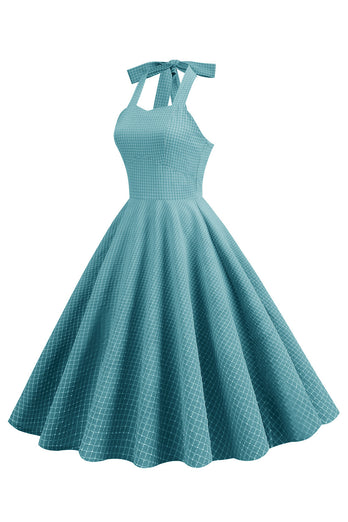 Neckholder Kariertes 1950er Jahre Swing Kleid