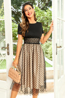 Laden Sie das Bild in den Galerie-Viewer, Schwarzes Polka Dots Hepburn-Stil Rockabilly Kleid