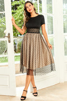 Laden Sie das Bild in den Galerie-Viewer, Schwarzes Polka Dots Hepburn-Stil Rockabilly Kleid