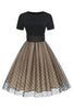 Laden Sie das Bild in den Galerie-Viewer, Schwarzes Polka Dots Vintage Kleid aus den 1950er Jahren