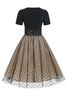 Laden Sie das Bild in den Galerie-Viewer, Schwarzes Polka Dots Vintage Kleid aus den 1950er Jahren