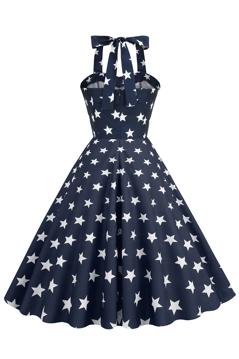Laden Sie das Bild in den Galerie-Viewer, Retro Style Halfter Marine Vintage Kleid