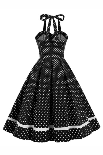 Neckholder Polka Dots Swing Kleid mit Knöpfen