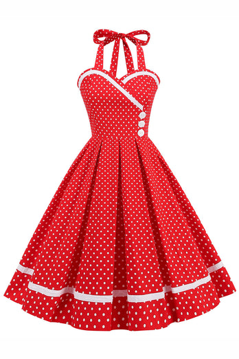 Neckholder Polka Dots Swing Kleid mit Knöpfen