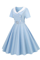 Laden Sie das Bild in den Galerie-Viewer, Schwarzes Swing kleid aus den 1950er Jahren mit Gürtel