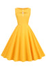 Laden Sie das Bild in den Galerie-Viewer, Gelbes Kleid im Retro-Stil aus den 1950er Jahren mit Schlüsselloch