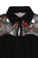 Laden Sie das Bild in den Galerie-Viewer, Schwarzes Langarm Halloween Kleid mit Stickerei