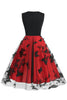 Laden Sie das Bild in den Galerie-Viewer, Schwarzes Vintage Kleid aus den 1950er Jahren mit Stickerei