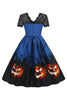 Laden Sie das Bild in den Galerie-Viewer, Spitze Kurzarm Druck Halloween Retro Kleid